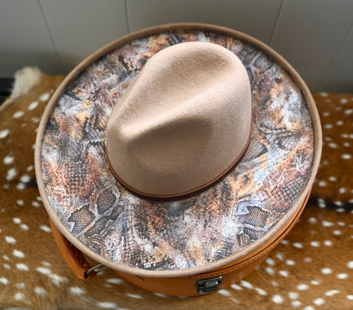 Fedora with Pencil roll and snakeskin details