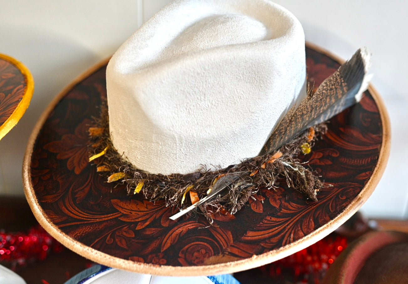 Tooled leather foiled fedora