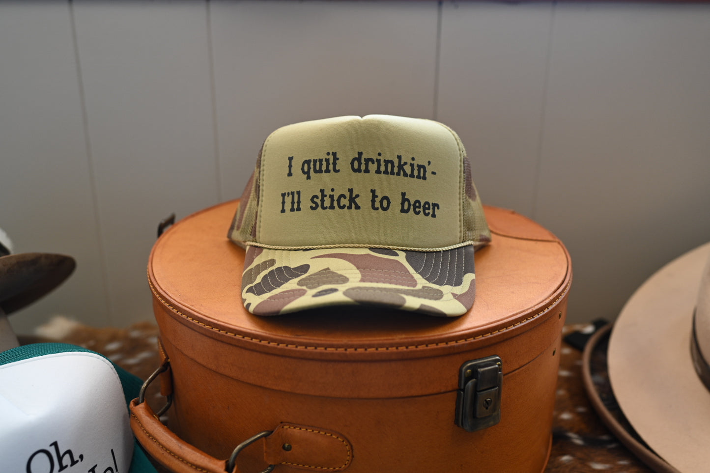 Trucker hat -I quit drinking - I’ll stick to beer