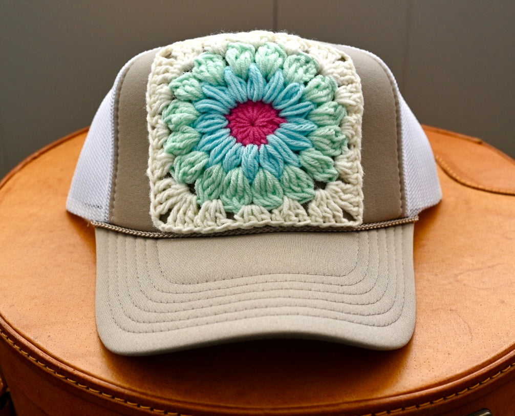 Granny Square Trucker hat
