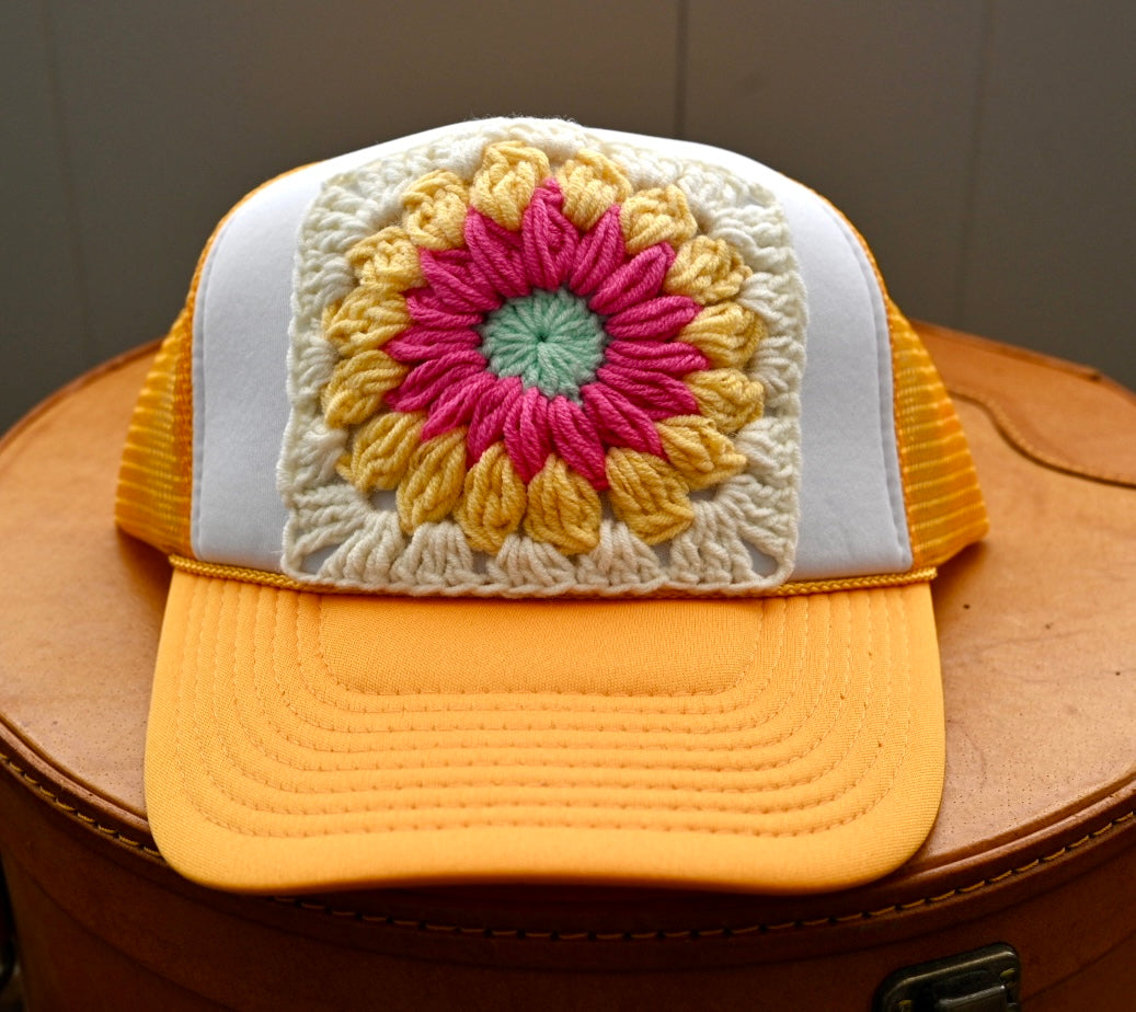 Granny Square Trucker Hat