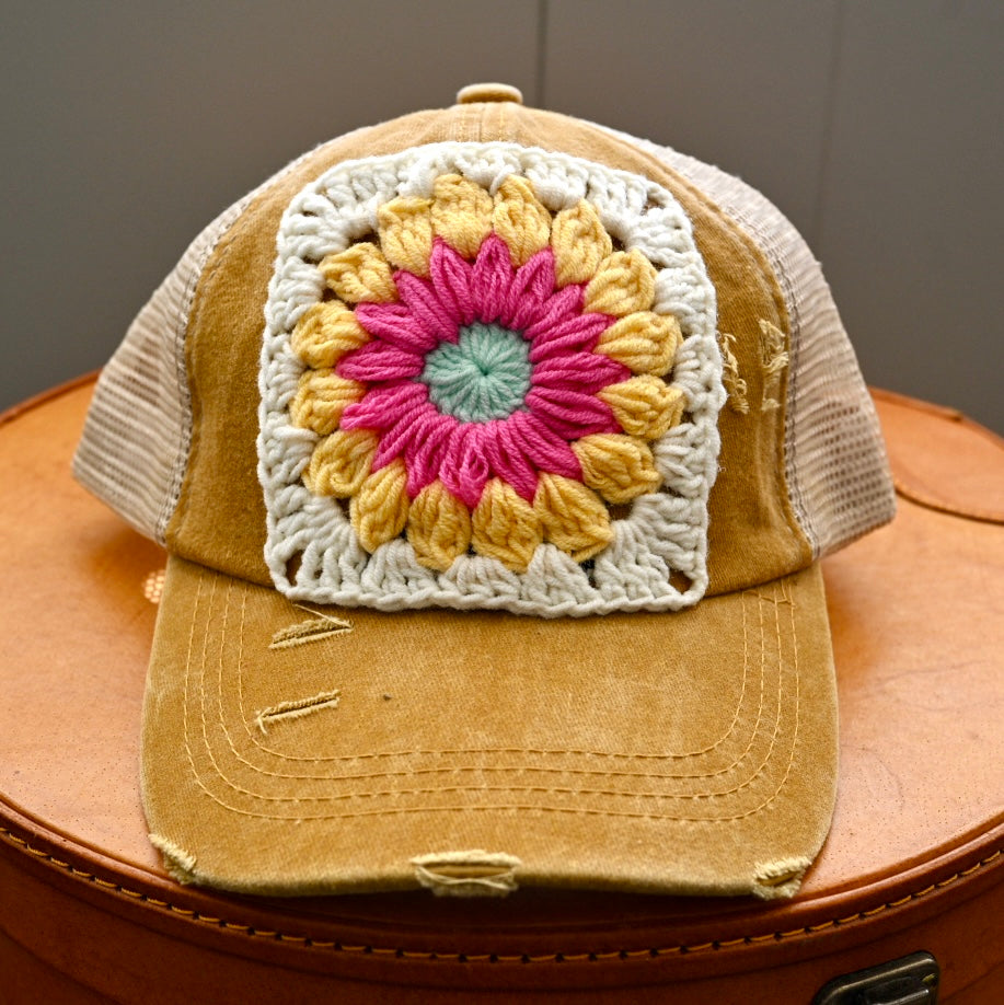 Granny Square Ponytail hat