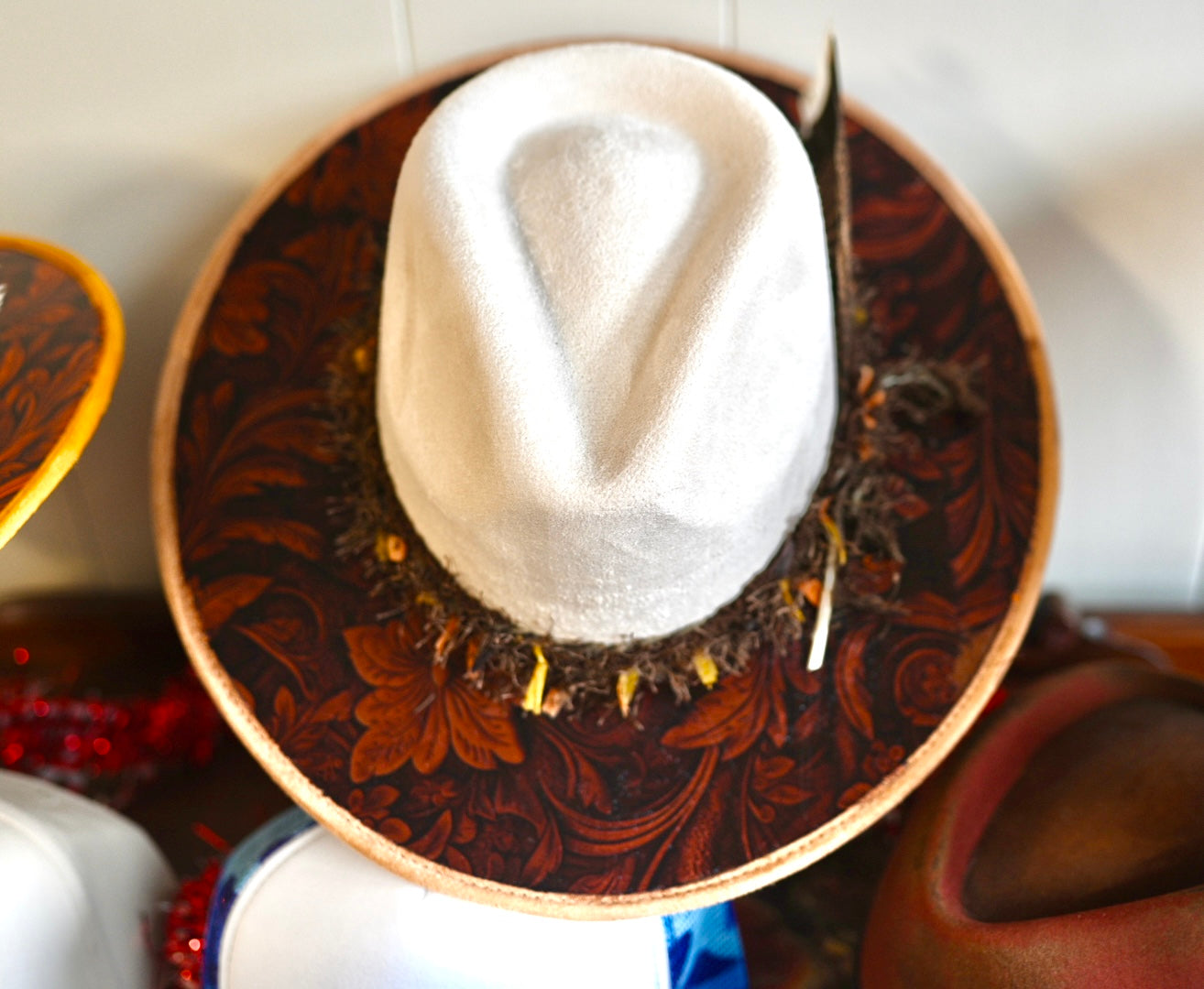 Tooled leather foiled fedora