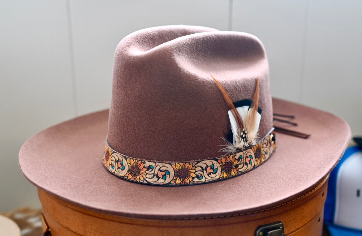 Ezra in Chocolate. Hand painted hatband