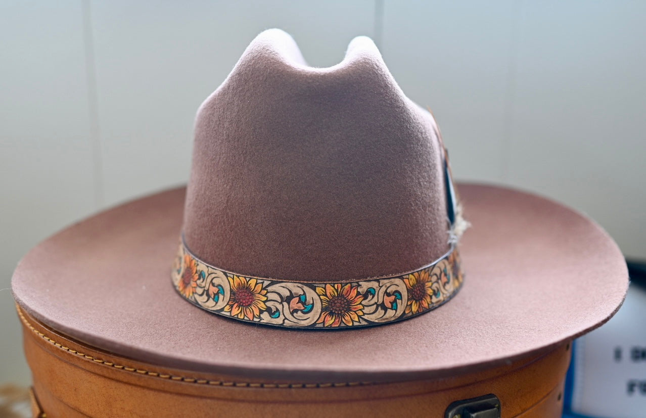 Ezra in Chocolate. Hand painted hatband
