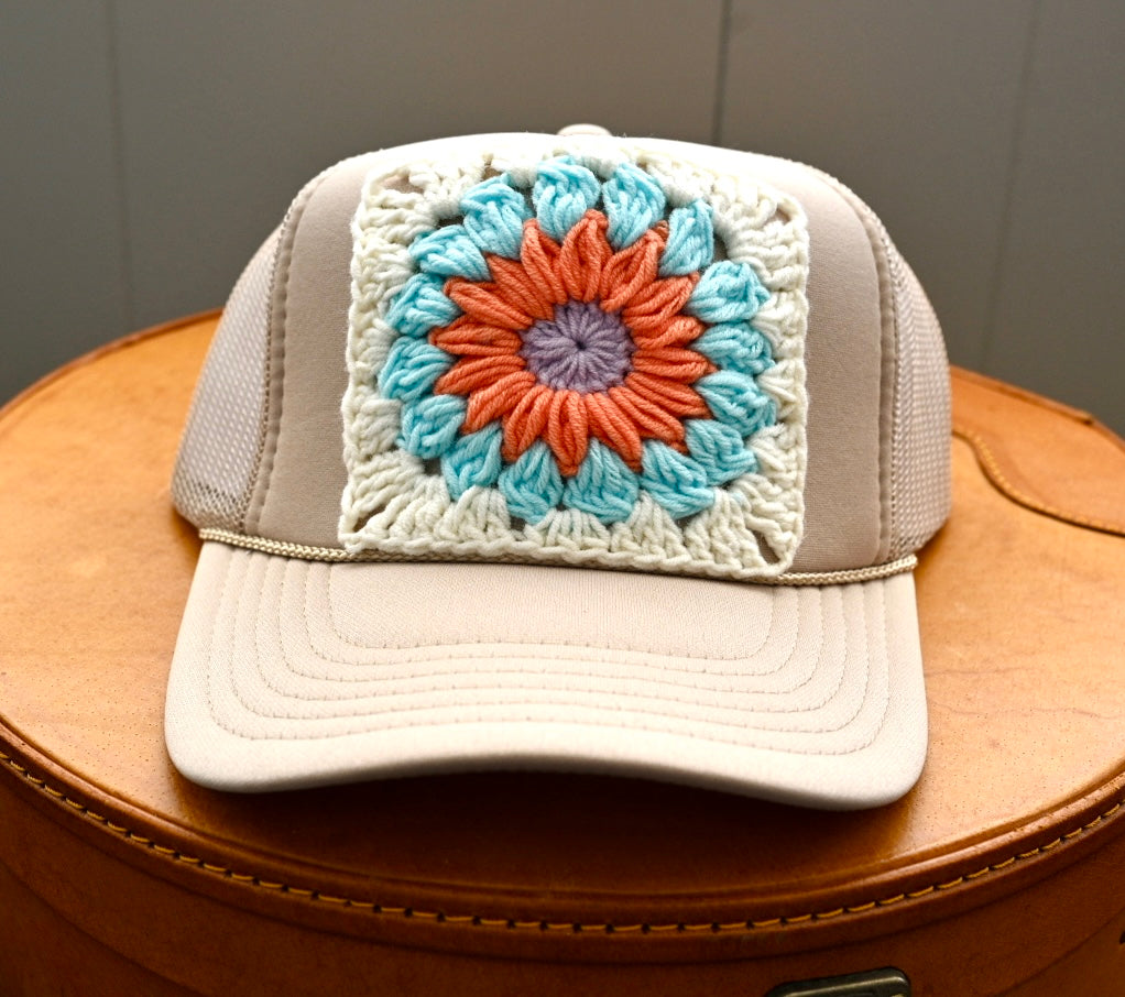 Granny Square Trucker Hat